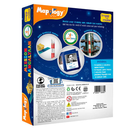 Mapalogy toy packaging with various graphics and text on a white background