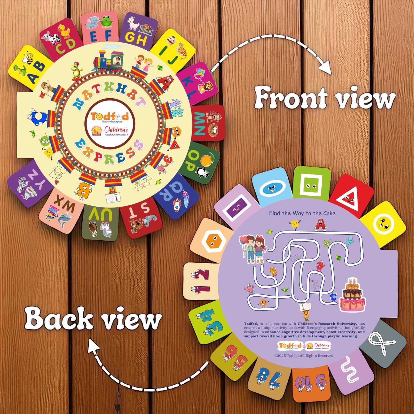 Todfod Natkhat Express Alphabet Learning Book for Kids, Fun Early Education A to Z Activity Book with Colorful Pictures | Durable Ring-Bound Activity Toy for Preschool Toddlers
