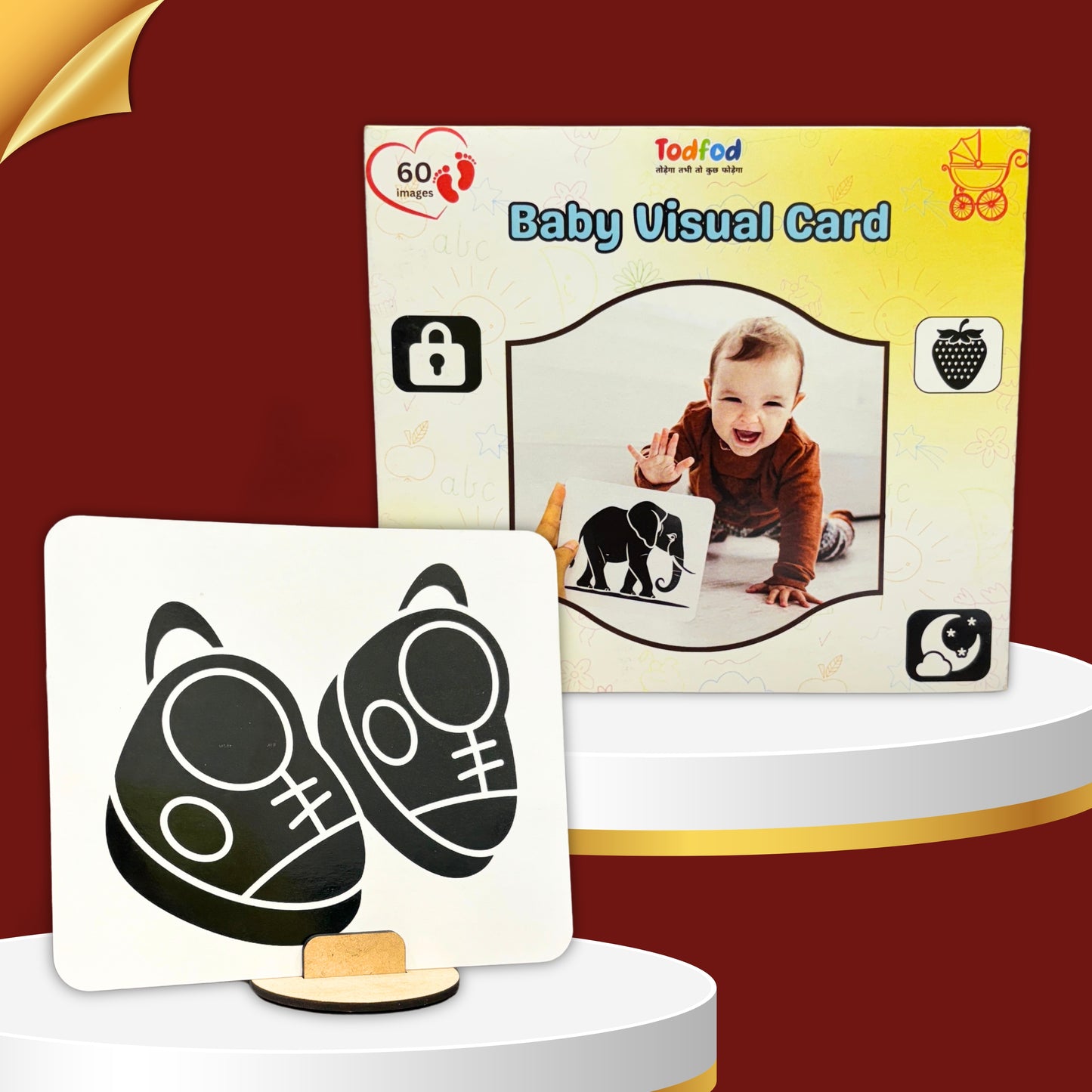 Todfod Baby Visual Card set of 60 High contrast pictures