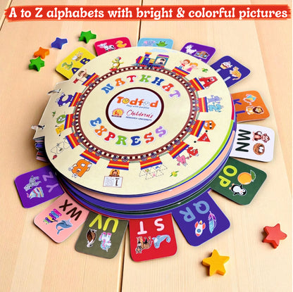 Todfod Natkhat Express Alphabet Learning Book for Kids, Fun Early Education A to Z Activity Book with Colorful Pictures | Durable Ring-Bound Activity Toy for Preschool Toddlers