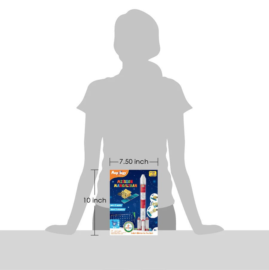 Model rocket kit with size measurement against a silhouette of a person