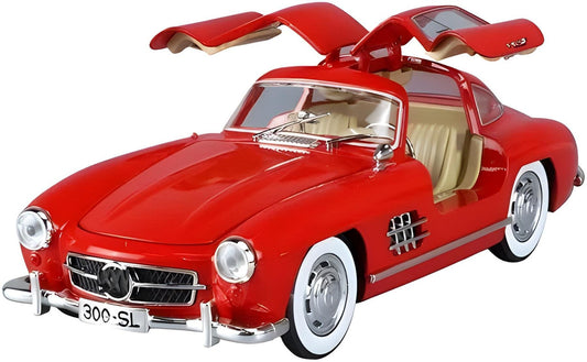 Todfod Mercedes-Benz 300 SL AMG Diecast Model Car | 1:24 Scale Red Vintage Car Toy with Opening Gullwing Doors, Sound & Light, Alloy Metal Body |Collectible Pull Back Toy Vehicle
