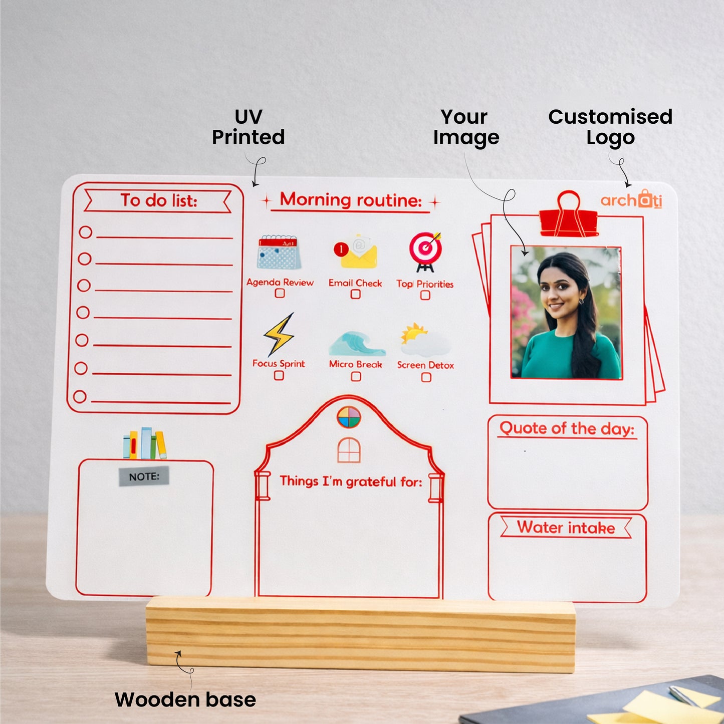 Archati Morning Routine Desk Planner Board – Your Daily Productivity Command Center