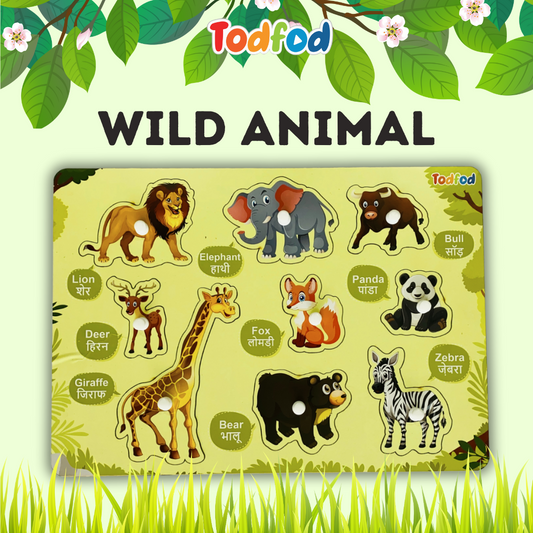 Todfod Wooden Jigsaw Puzzles Wild Animal Characters For Kids