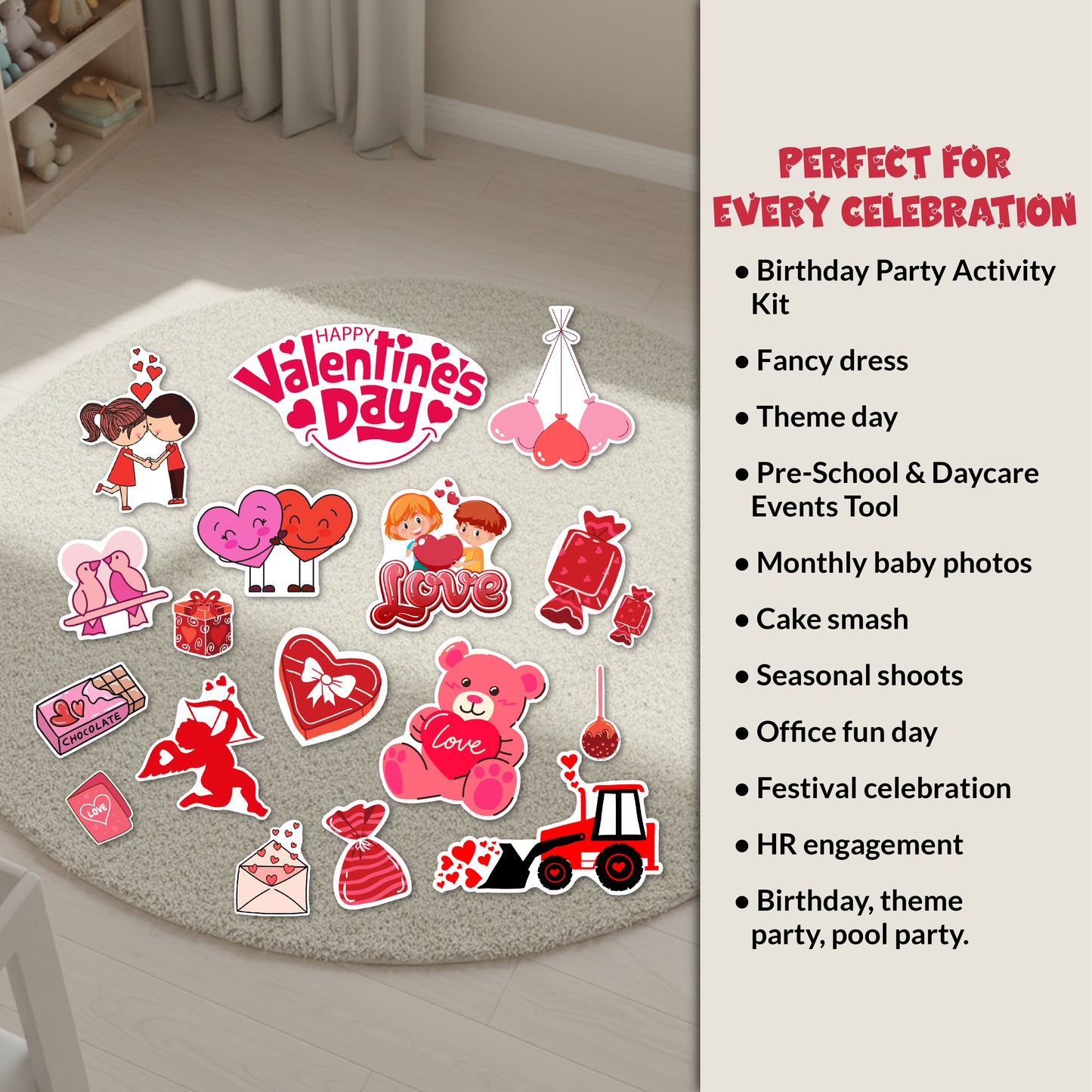 Todfod Valentine's Day Baby Photography Props Kit|20+ Romantic Photo Booth Props and Decorations for Valentine’s Party, Baby Photoshoot, Anniversary, and More