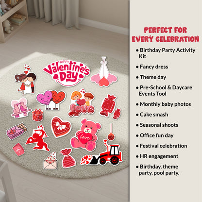 Todfod Valentine's Day Baby Photography Props Kit|20+ Romantic Photo Booth Props and Decorations for Valentine’s Party, Baby Photoshoot, Anniversary, and More