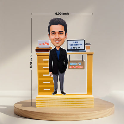 Personalized Corporate Caricature Desk Trophy – Custom Executive Figurine with Name & Achievemen