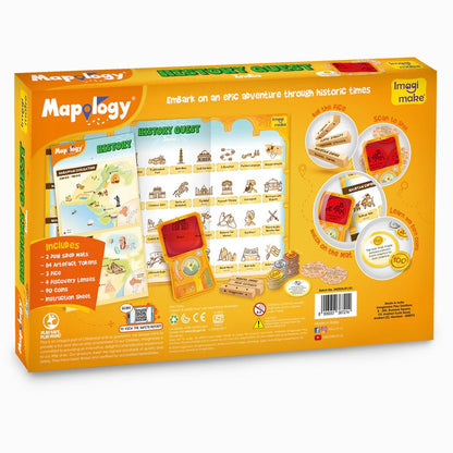 Mapology educational toy packaging with colorful graphics and text on a white background