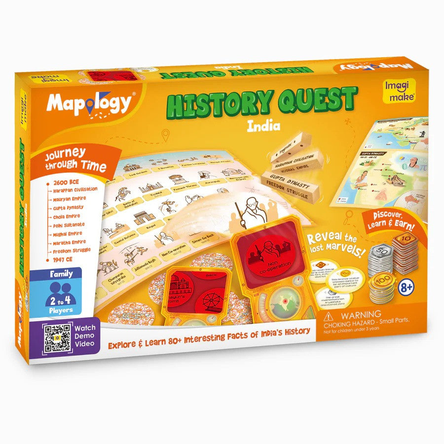 Mapology History Quest India educational game packaging on a white background