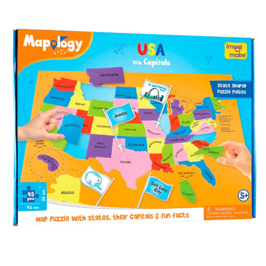 Imagimake: Mapology USA with Capitals| Learn USA States Along with Their Capitals and Fun Facts| Fun Jigsaw Puzzle| Educational Toy for Kids Above 5 Years
