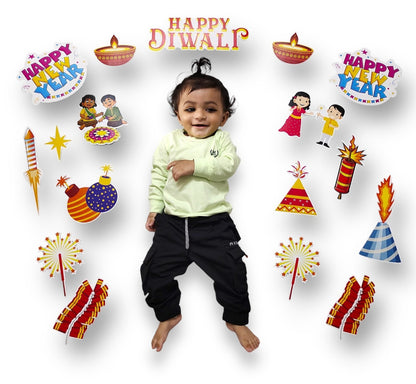 Todfod Diwali and New Year Theme Cards for Baby Photo shoot and Learning  (Set of 10)