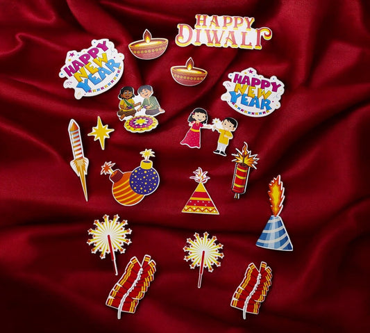 Todfod Diwali and New Year Theme Cards for Baby Photo shoot and Learning  (Set of 10)