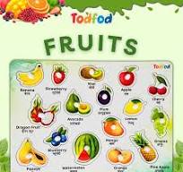 Children's educational chart with fruits and their names