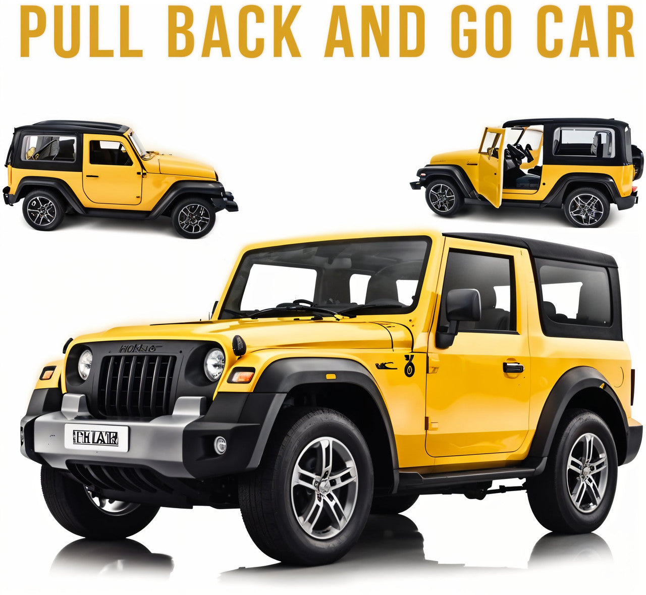 Todfod 1:32 Scale Die-Cast Metal 4x4 Thar Jeep Toy – Pull-Back Action, Openable Doors, Realistic Miniature Model, Premium Car Toy for Kids, Gift for Boys & Girls 2+ Years Multicolor