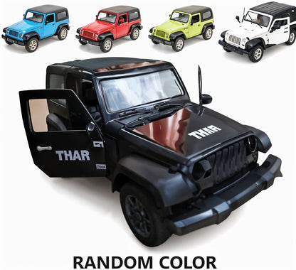 Todfod 1:32 Scale Die-Cast Metal 4x4 Thar Jeep Toy – Pull-Back Action, Openable Doors, Realistic Miniature Model, Premium Car Toy for Kids, Gift for Boys & Girls 2+ Years Multicolor