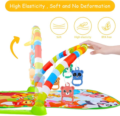 Todfod Baby Piano Fitness Rack Play Mat Gym & Fitness Rack With Hanging Rattles Piano Lid