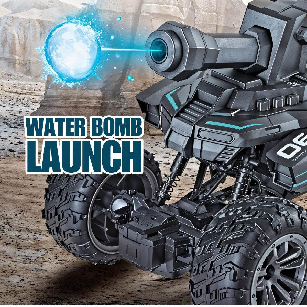 TodFod Remote Control Battle Tank Car – All-Terrain RC Combat Vehicle with 360° Rotating Movement, LED Lights, Durable Off-Road Wheels, Rechargeable Battery, Grey RC Tank for Kids