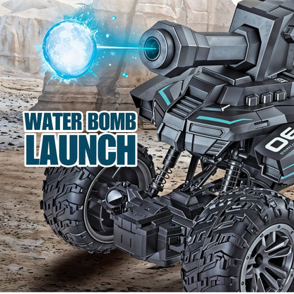 TodFod Remote Control Battle Tank Car – All-Terrain RC Combat Vehicle with 360° Rotating Movement, LED Lights, Durable Off-Road Wheels, Rechargeable Battery, Grey RC Tank for Kids