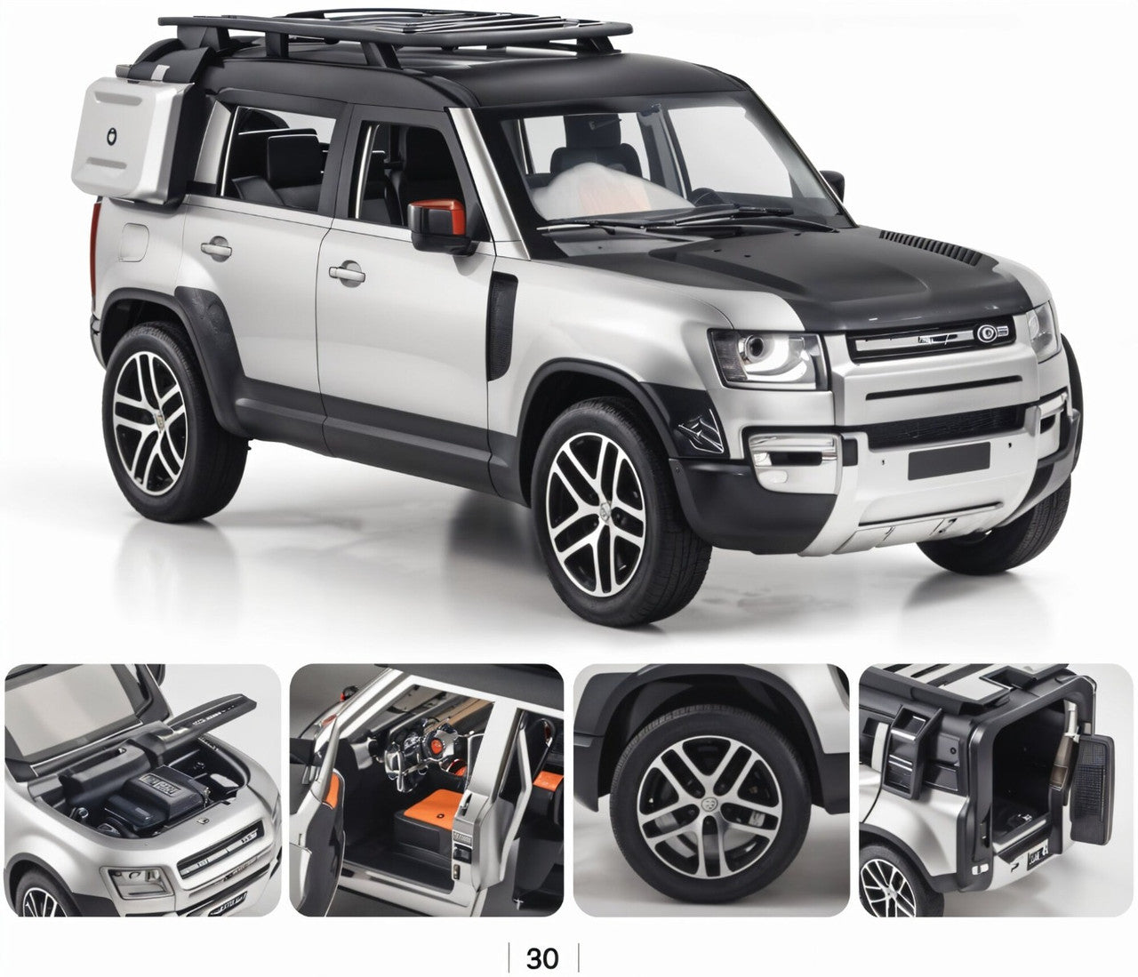 Todfod Remote Control SUV Car 1:16 Scale Die|Cast Metal Model with Opening Doors & Hood, LED Lights, Roof Rack, Realistic Green & White Design, Off|Road RC Toy for Kids & Adults
