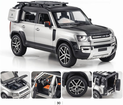 Todfod Remote Control SUV Car 1:16 Scale Die|Cast Metal Model with Opening Doors & Hood, LED Lights, Roof Rack, Realistic Green & White Design, Off|Road RC Toy for Kids & Adults

