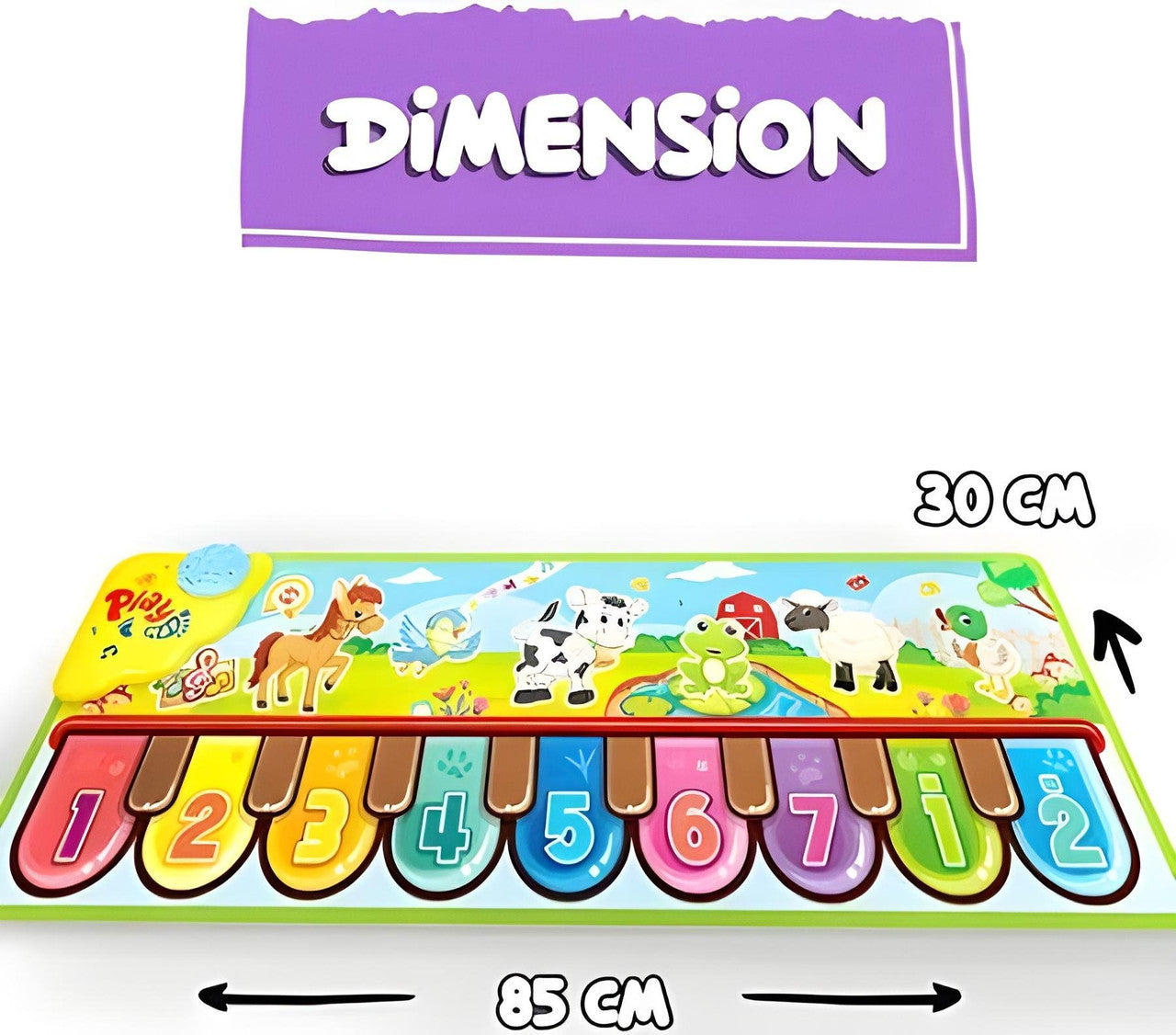 TodFod Musical Play Mat for Kid Activity Floor Mat with Piano Keyboard, Animal Sounds & Preloaded Melodies | Fun Learning Toy for Toddlers (1–4 Years)