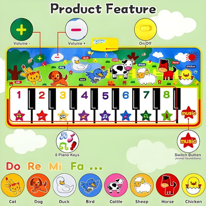 TodFod Musical Play Mat for Kid Activity Floor Mat with Piano Keyboard, Animal Sounds & Preloaded Melodies | Fun Learning Toy for Toddlers (1–4 Years)
