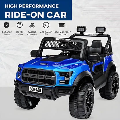 Todfod Battery Operated Ride|On Jeep for Kids – 12V Rechargeable Big Size Electric Car Jeep with Music, Lights, Remote Control, Swing Mode, Safety Seat Belt (Dark Blue, Ages 2–6 Years) 