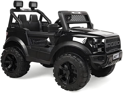 Black toy SUV with detailed design on a white background