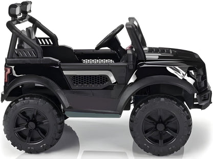 Black toy off-road vehicle on a white background