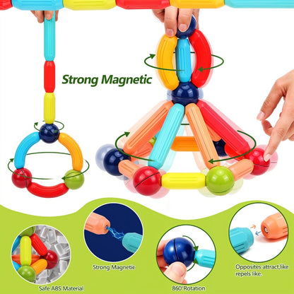 Todfod Magnetic Building Sticks Construction Set – 36 Piece STEM Educational Toy with Strong Magnets, Colorful Magnetic Rods & Balls, 3D Building Blocks for Kids’ Creativity & Brain Development