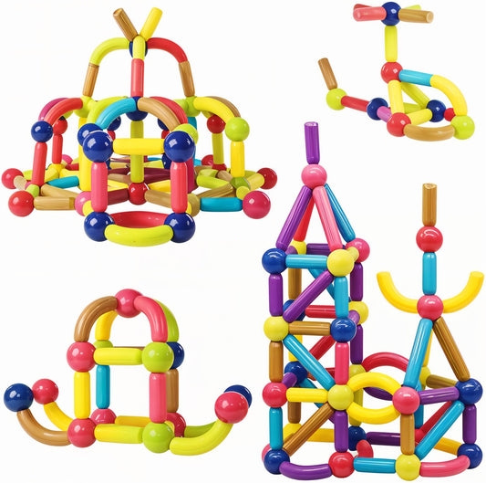 TodFod Magnetic Building Sticks Construction Set – 42 Piece STEM Educational Toy with Strong Magnets, Colorful Magnetic Rods & Balls, 3D Building Blocks for Kids’ Creativity & Brain Development
