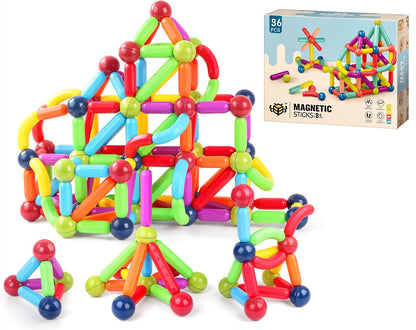 Todfod Magnetic Building Sticks Construction Set – 36 Piece STEM Educational Toy with Strong Magnets, Colorful Magnetic Rods & Balls, 3D Building Blocks for Kids’ Creativity & Brain Development