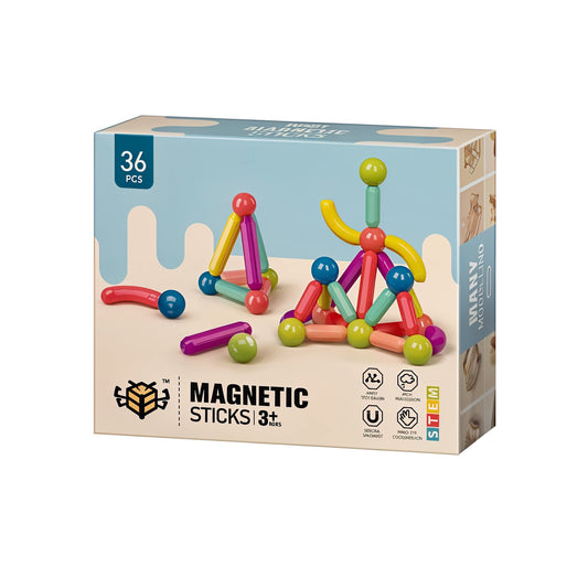 TodFod Magnetic Building Sticks Construction Set – 42 Piece STEM Educational Toy with Strong Magnets, Colorful Magnetic Rods & Balls, 3D Building Blocks for Kids’ Creativity & Brain Development