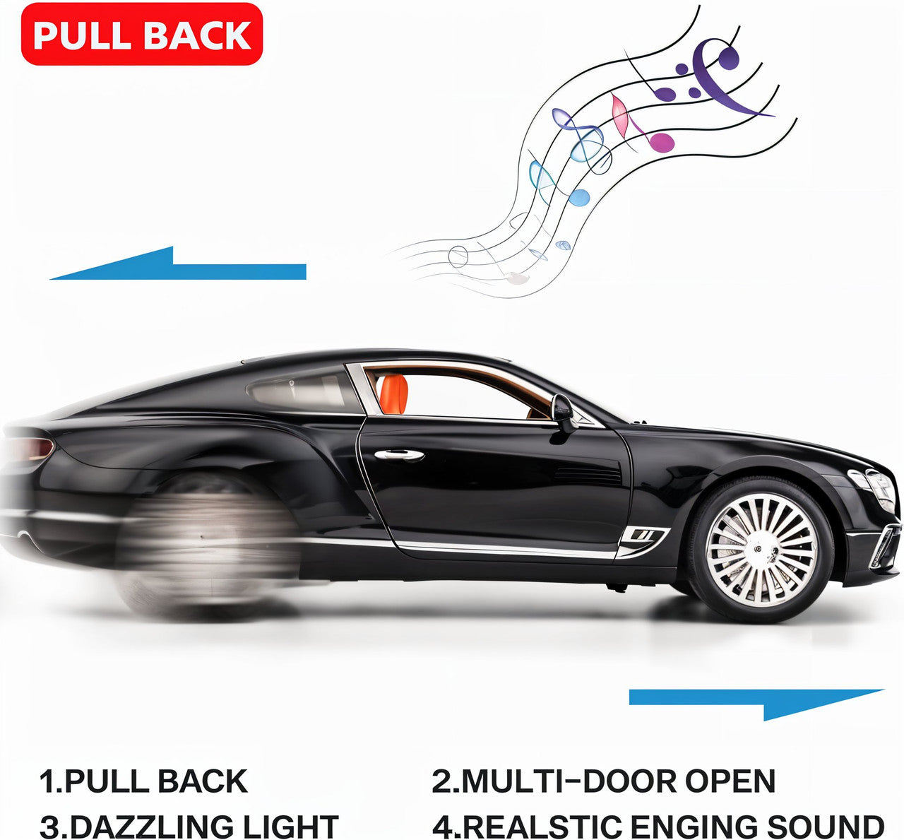 Todfod 1:24 Scale Bentley Continental Die-Cast Metal Sports Car