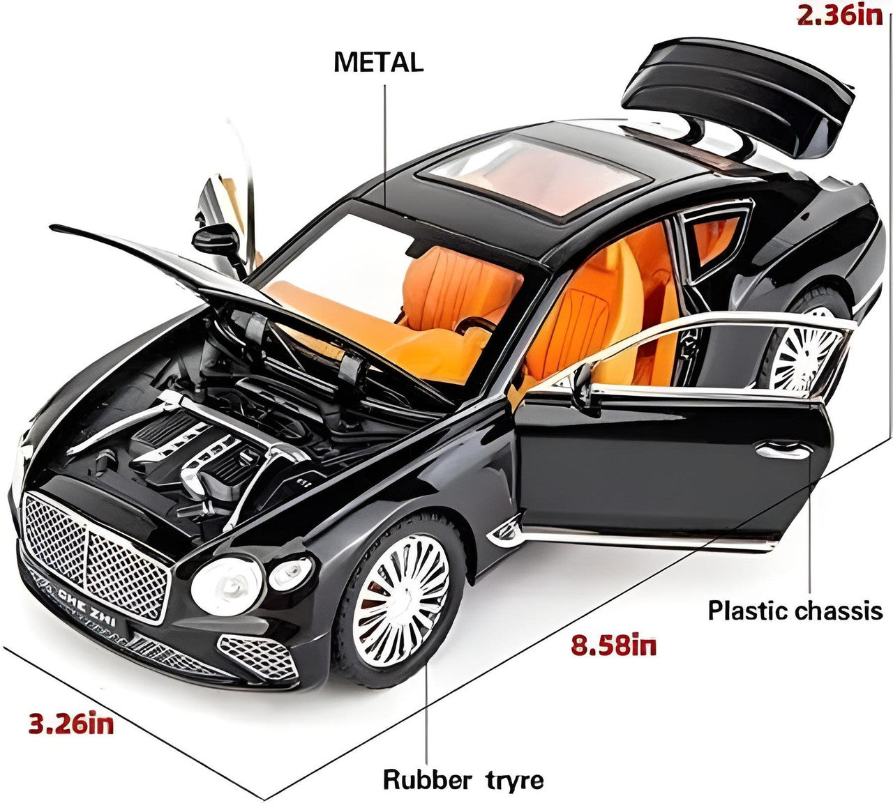 Todfod 1:24 Scale Bentley Continental Die-Cast Metal Sports Car