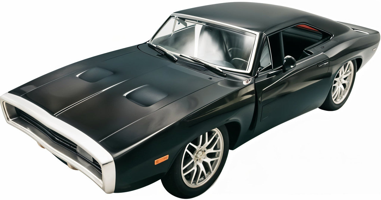 Black muscle car model on a white background