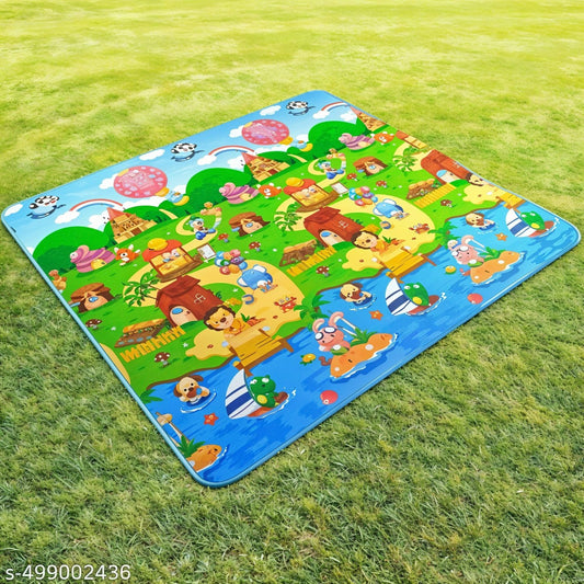 Todfod Double-Sided Kids Play Mat, Waterproof Educational Baby Crawling Mat, Large Size, Cartoon Design