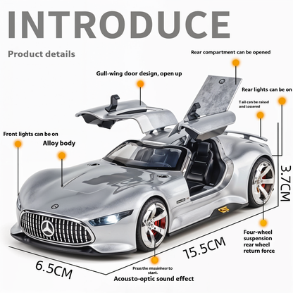 Todfod Mercedes Benz AMG Vision Gran Turismo Diecast Model Car – Scale Alloy Toy with Lights & Sound