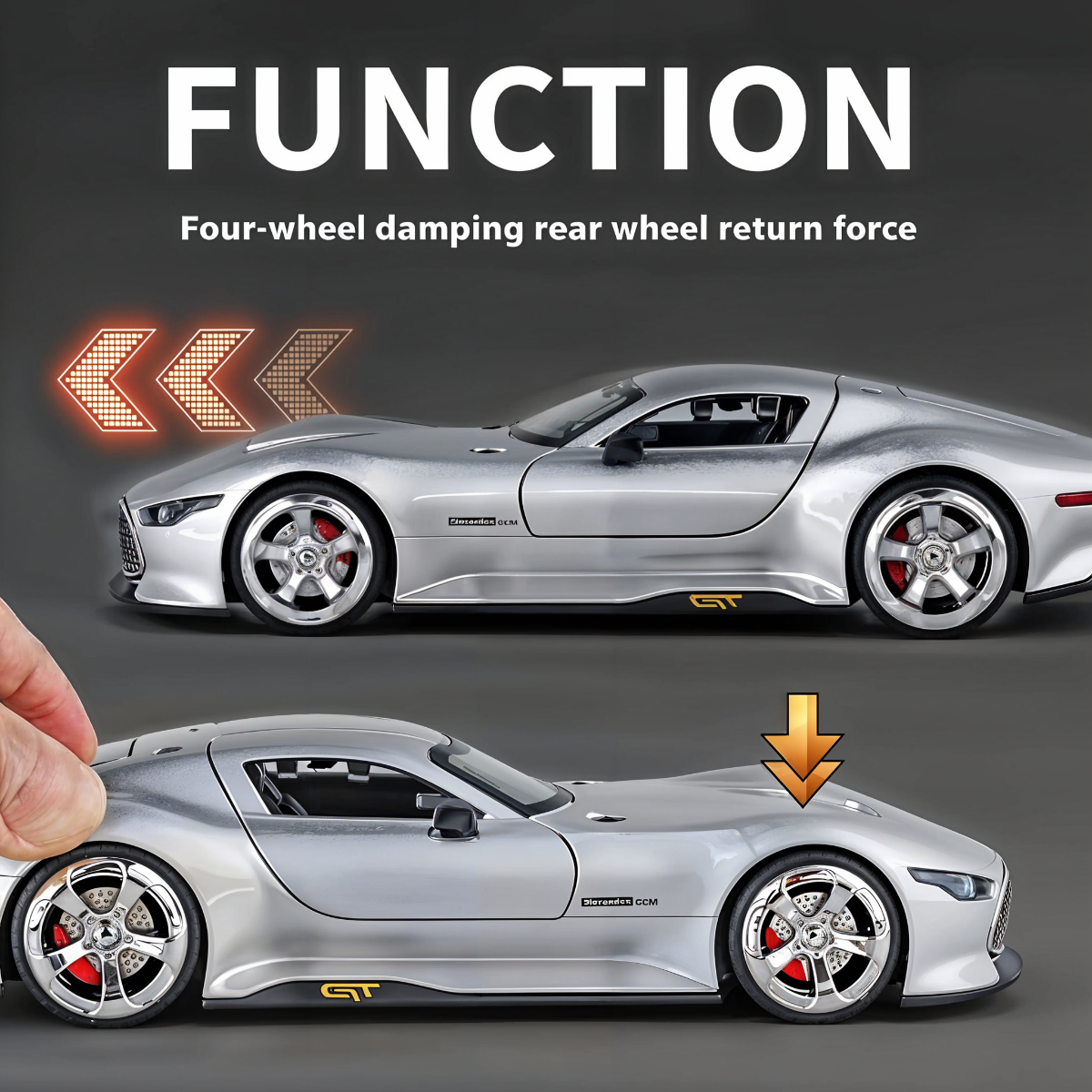 Todfod Mercedes Benz AMG Vision Gran Turismo Diecast Model Car – Scale Alloy Toy with Lights & Sound