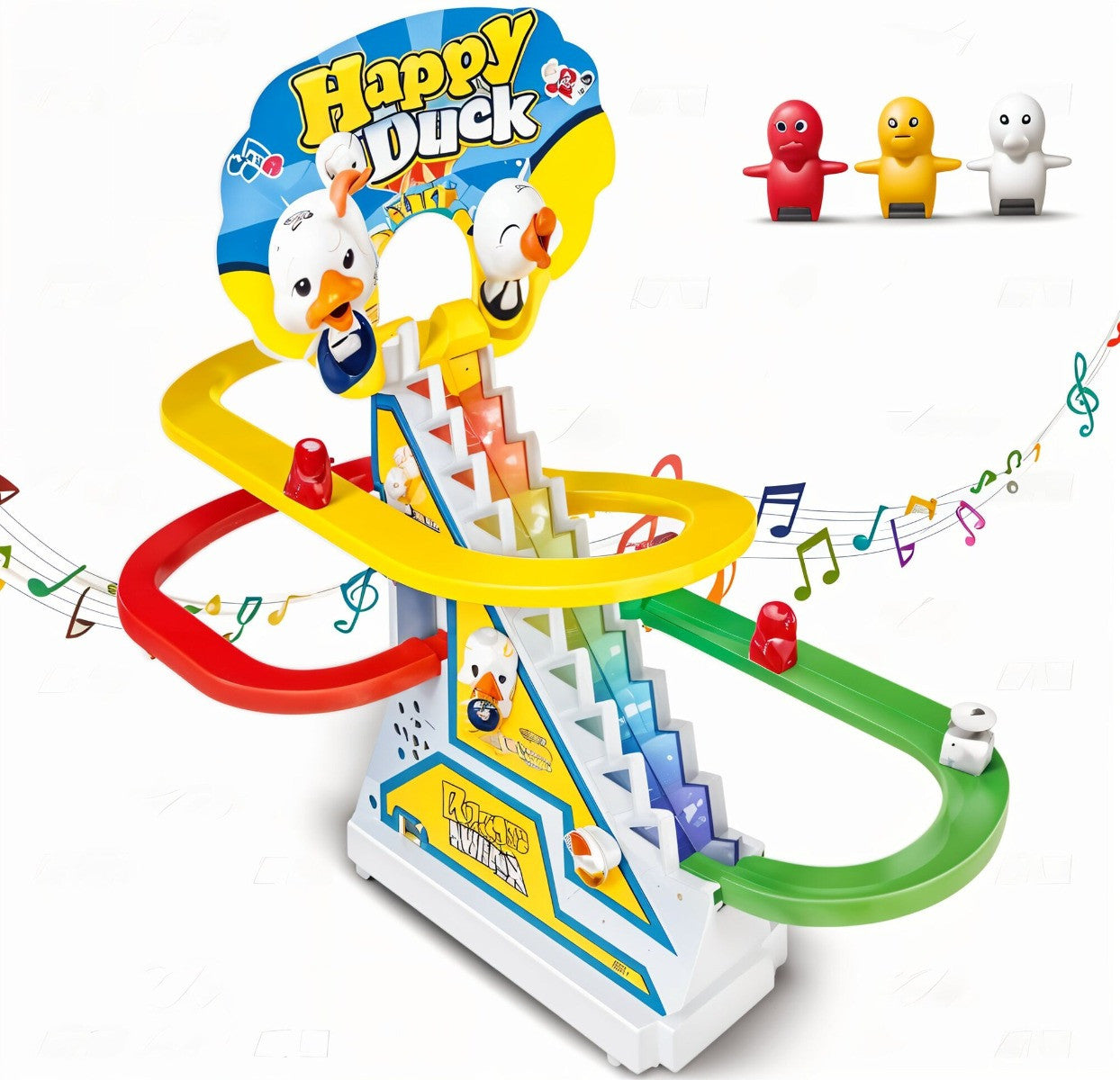 Todfod Musical Race Track Toy Set for Kids with 3 Vibrant Colored Tracks, Sliding Cartoon Characters, Sound Effects, Lights & Easy Assembly – Fun Racing Game for Toddlers & Boys Girls