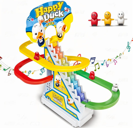 Todfod Musical Race Track Toy Set for Kids with 3 Vibrant Colored Tracks, Sliding Cartoon Characters, Sound Effects, Lights & Easy Assembly – Fun Racing Game for Toddlers & Boys Girls