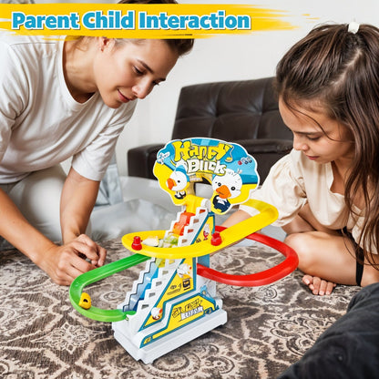Todfod Musical Race Track Toy Set for Kids with 3 Vibrant Colored Tracks, Sliding Cartoon Characters, Sound Effects, Lights & Easy Assembly – Fun Racing Game for Toddlers & Boys Girls
