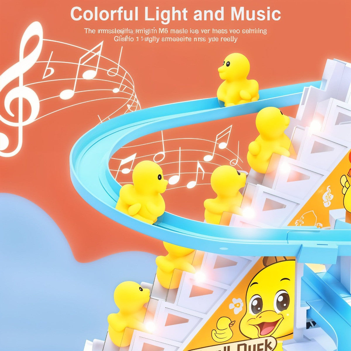 Todfod Musical Race Track Toy Set for Kids with 3 Vibrant Colored Tracks, Sliding Cartoon Characters, Sound Effects, Lights & Easy Assembly – Fun Racing Game for Toddlers & Boys Girls
