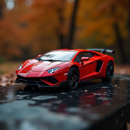 Todfod Lamborghini Die-Cast Model Car, 1:32 Scale, Black with Gold Accentsband Hood Pull Back Super Car with Openable Doors Sound and Light for Birthdays Gift Party Decorations (Lamborghini Black)