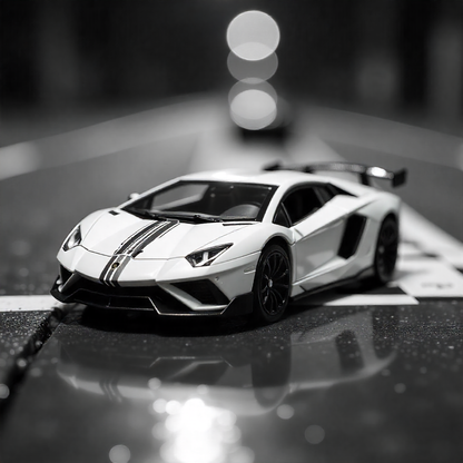 Todfod Lamborghini Die-Cast Model Car, 1:32 Scale, Black with Gold Accentsband Hood Pull Back Super Car with Openable Doors Sound and Light for Birthdays Gift Party Decorations (Lamborghini Black)