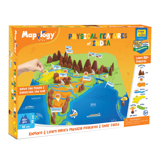 Imagimake Kid's Mapology | Physical Features of India Learn 50+ Geographical Features Like Mountains, Rivers, Plateaus Educational Toy and Learning Aid Puzzles for Age 5 Years+,Multicolor
