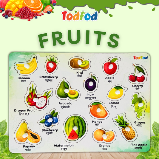 Todfod Wooden Fruit Shape Puzzle Toy Kids Learning Educational With Knob Board Game