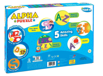 Alpha Puzzle educational toy packaging with colorful design on a white background