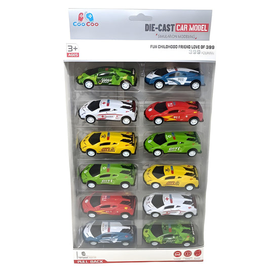 Todfod Die-Cast Metal Racing Car Toy Set for Kids | 12-in-1 Multicolor Sports Car Collection | Hot Free Wheels Style Cars
