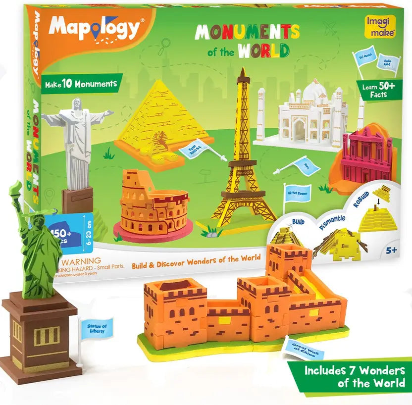 Imagimake Mapology, India & World Political & Physical Map Puzzle, Educational Toy For Boys & Girls, Made In India, Learning Kit, Best Gift For Ages 5, 6, 7, 8 Years
